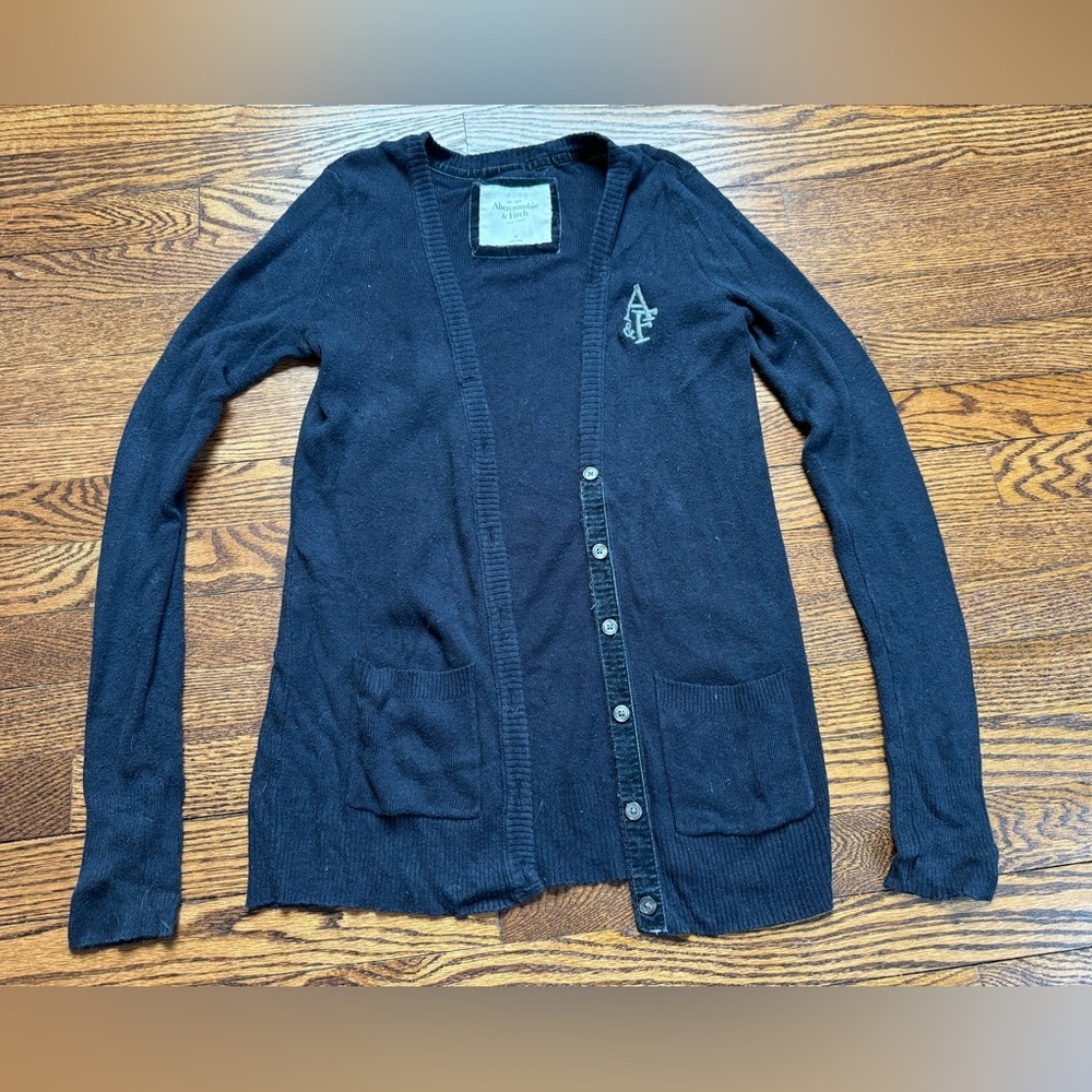 Abercrombie & Fitch Navy Blue Button Front Cardigan Sweater Women’s Medium